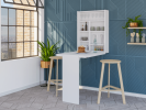 Toscana Wall Foldable Table with Multiple Shelves, White