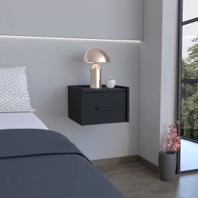 Yorktown Floating Nightstand, Space-Saving Design with Handy Drawer and Surface, Black