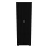 DEPOT E-SHOP London Armoire, Two Shelves, Rod, Double Door Cabinet Armoire, Black