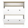 DEPOT E-SHOP Wayne Shoe Rack, One Open Shelf, Superior Top, Light Oak / White
