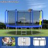 14FT Trampoline with Basketball Hoop, ASTM Approved Reinforced Type Outdoor Trampoline with Enclosure Net