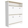 DEPOT E-SHOP Wayne Shoe Rack, One Open Shelf, Superior Top, Light Oak / White