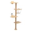 Wall-Mounted Cat Scratching Post - Solid Wood Color